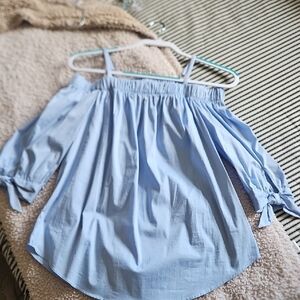 Iz Byer Light Blue Off-Shoulder Blouse